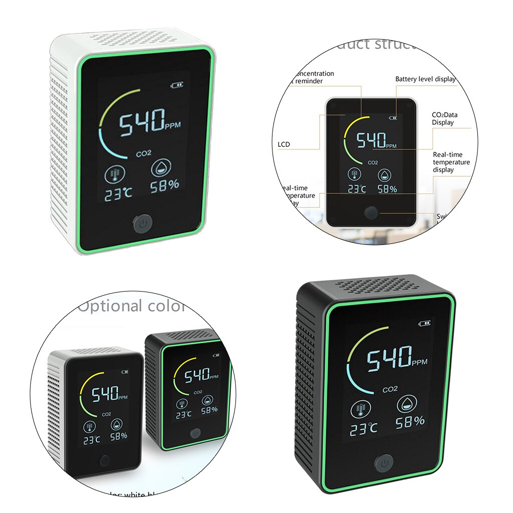 1Pc Luchtkwaliteit Monitor Real Time 1200Mah CO2 Monitor 0-5000PPM