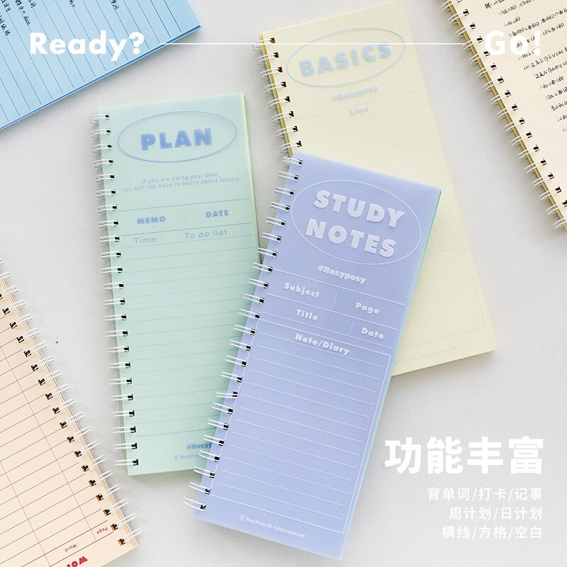 Cuaderno en espiral de estilo fresco para estudiantes, Bloc de notas, Agenda estacionaria, planificador, notas semanales, papelería, proveedores escolares, 62 hojas