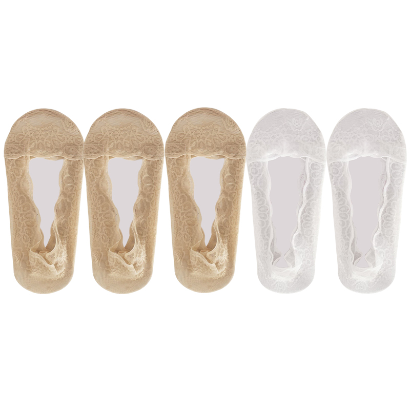 Lot de 5 paires chaussettes femmes en lot soquettes courtes femme de chaussettes en dentelle pour femme, invisible, été, transparent, court, ensemble de rinçage, blanc, coupe basse, silicone, antidérapant, bateau: MULTI