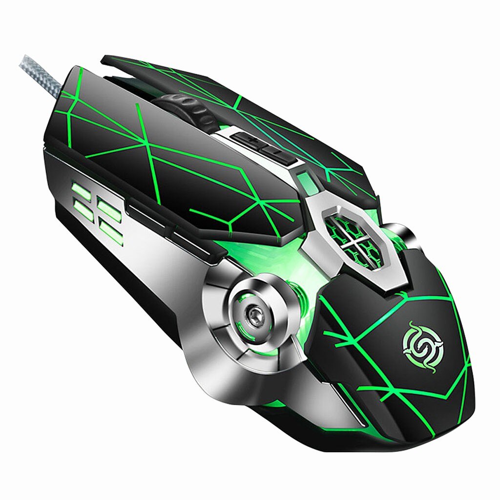 Gaming Mouse 8D 3200DPI Adjustable Wired Optical LED Computer Mice USB Cable Silent Mouse for laptop PC#40: Black