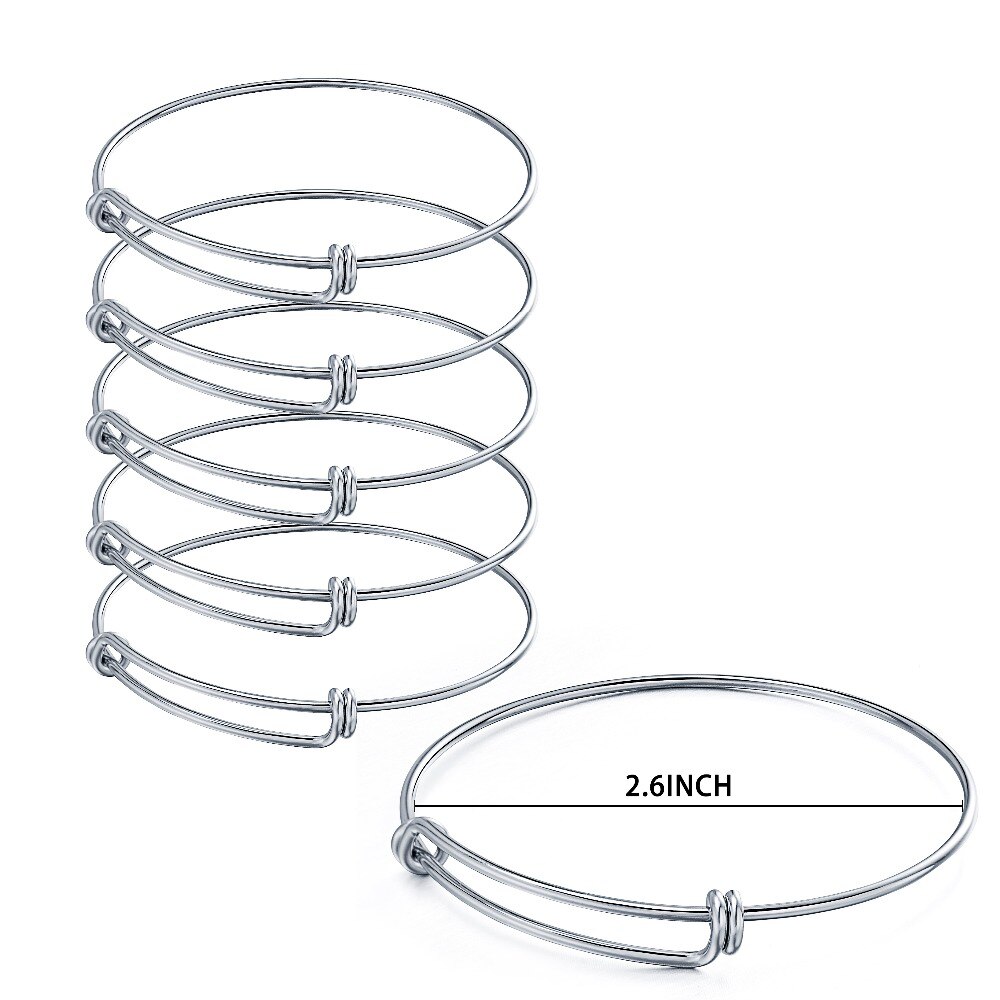 5pcs Multi Size Copper Gold Rhodium Plated Wire Charm Expandable Blank Bracelet Bangles For Women DIY Love Bangle