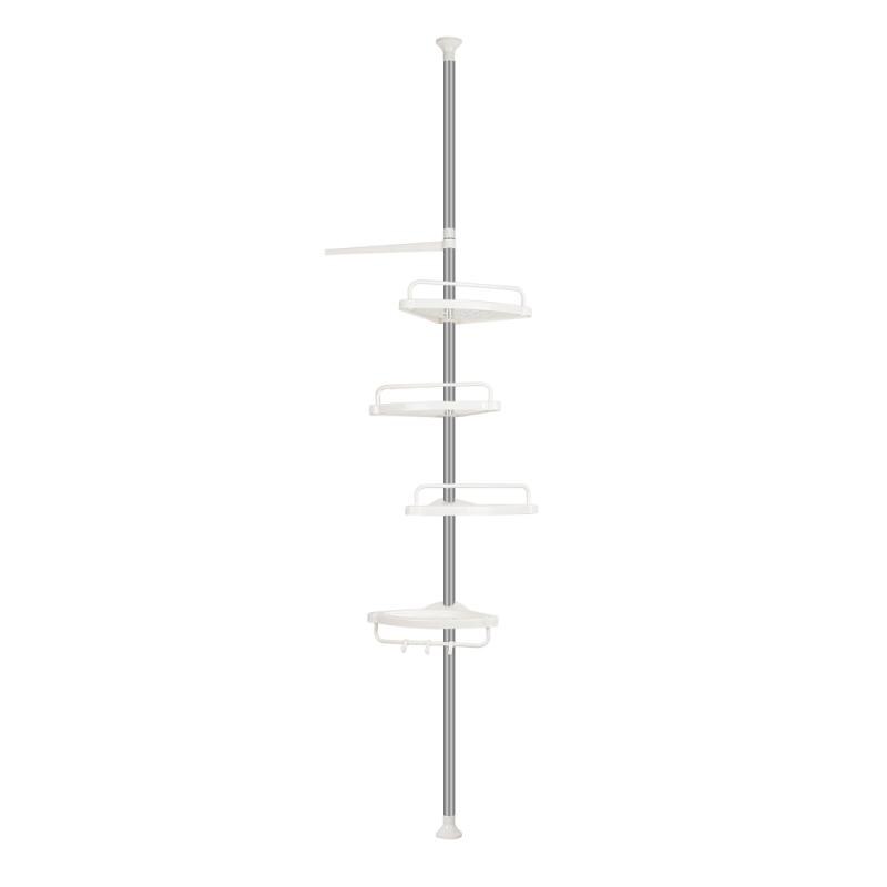 Stainless steel Bathroom Shelf telescopic rod 254-304cm No Punching Shower Caddy Sheves Kitchen Storage Basket Shelves Shower: Default Title