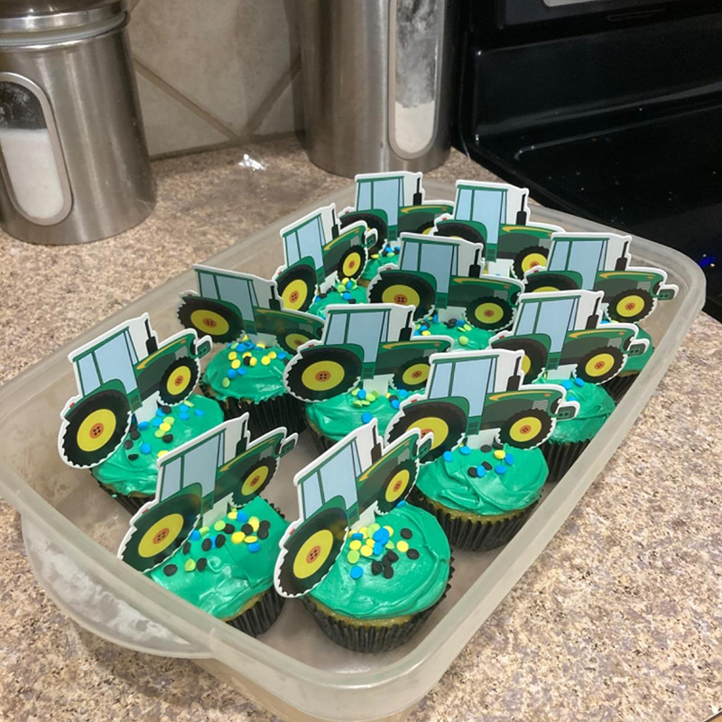 Tracteur gâteau Topper vert véhicule de ferme voitures joyeux anniversaire gâteau Topper enfants ferme tracteur thème fête tracteur gâteau décorations