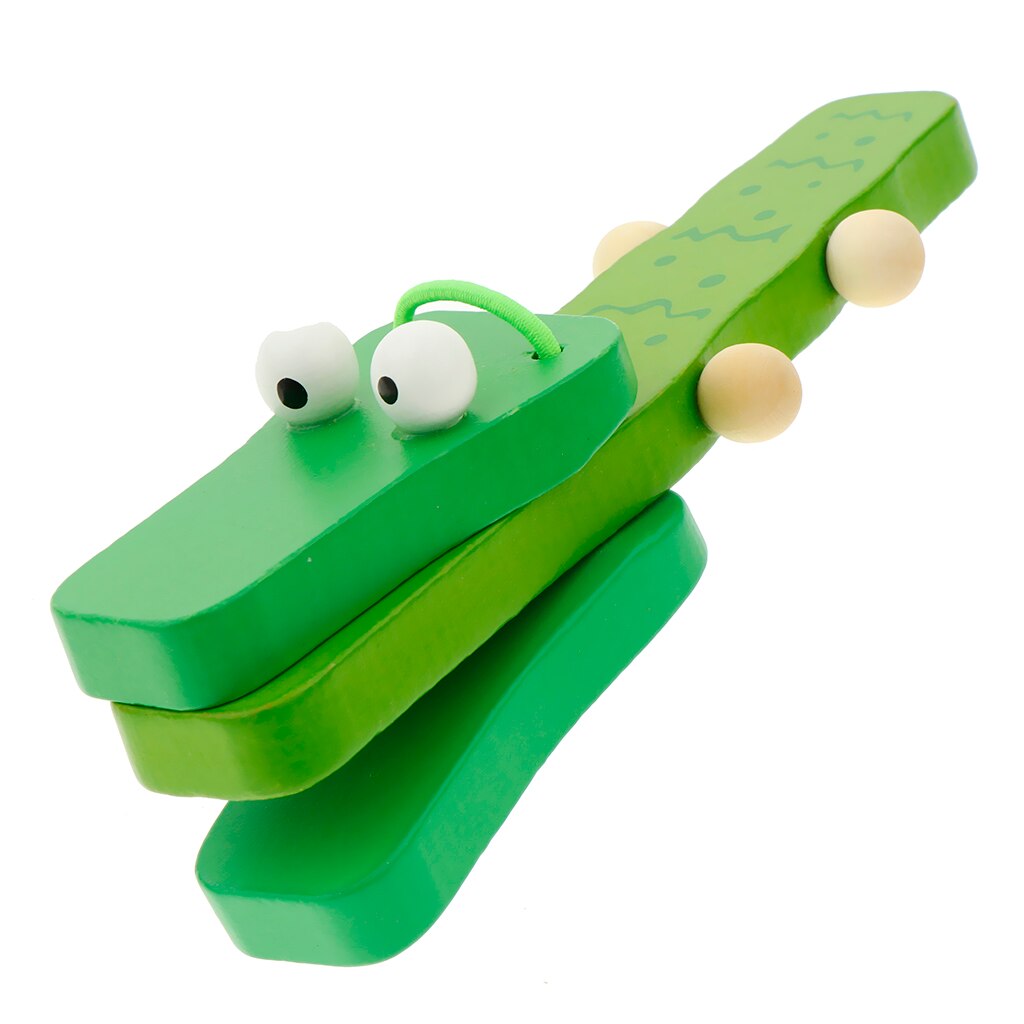 Grün Holz Kastagnette Klöppel Griff Musical Vorschule Schlagzeug Spielzeug