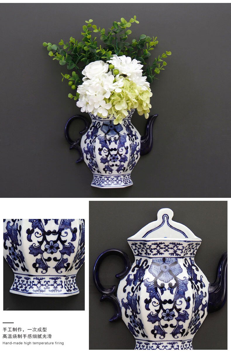 Ceramic Wall Decoration Wall Flower Arrangement Jingdezhen Ceramics Blue and White Porcelain Home Decorations