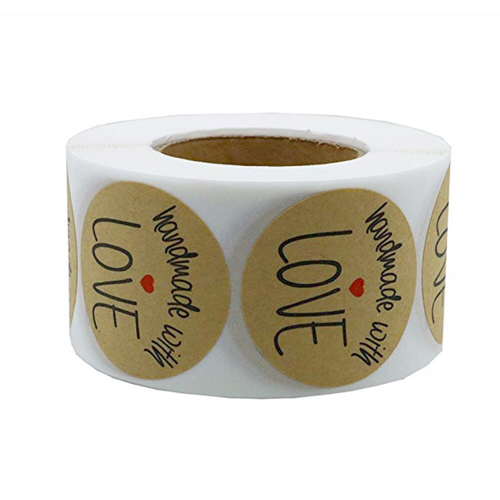 500PCS Round Labels Handmade Kraft Paper Packaging Sticker For Candy Dragee Bag Box Packing Bag Wedding Thanks Stickers
