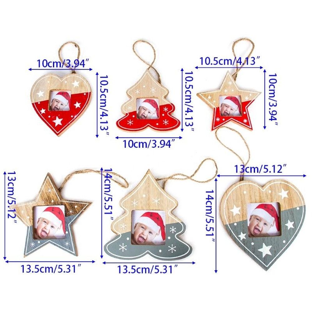 Christmas Tree Wood Photo Frame Pendant Xmas Hanging Pendant Ornament Home Decor