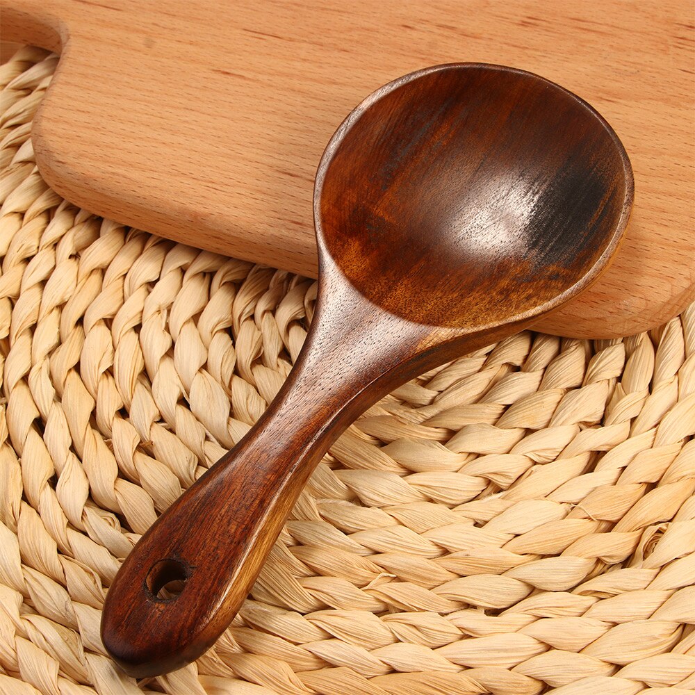 Wooden Kitchen Spoon Teak Wood Rice Spoon Rice Paddle Wood Tablespoon Big Potato Serving Spoon Wooden Kitchen Utensils Tableware