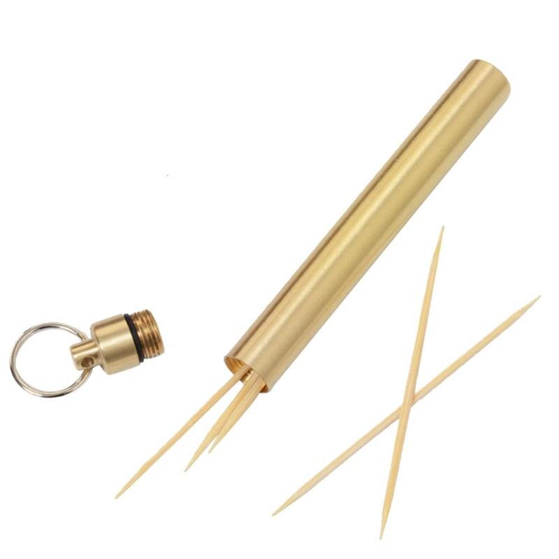 Ti Alloy Waterproof Canister Toothpick Holder Capsule Seal Bottle Keyring