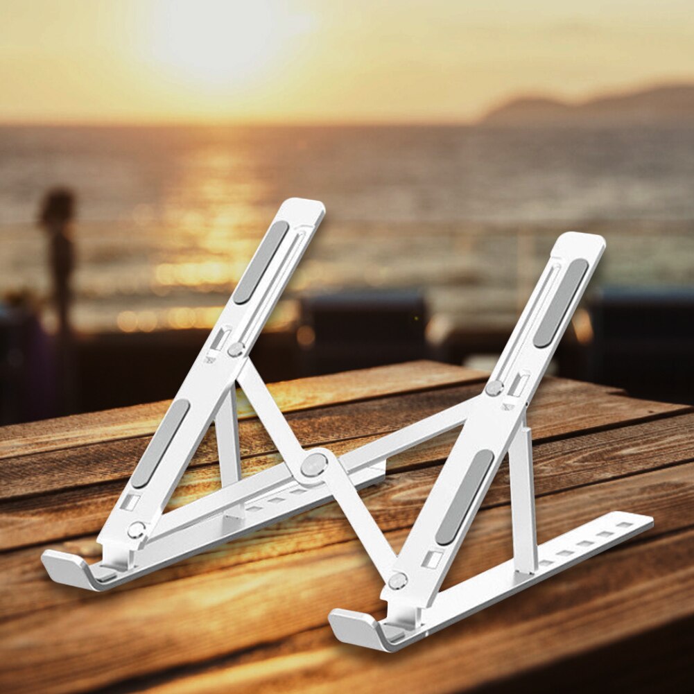 Soporte plegable de aleación de aluminio para ordenador portátil, soporte de 6 engranajes de altura ajustable para Notebook, PC, soporte de escritorio, soporte de refrigeración para ordenador portátil