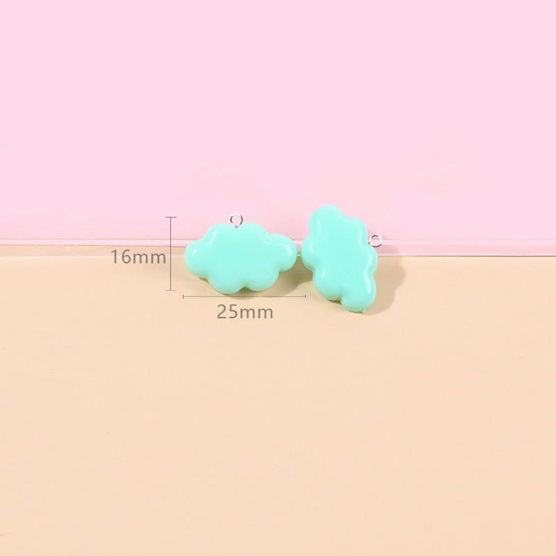10 stück niedliche harzanhänger, glänzend weiße wolken, Reize für schmuckherstellung, aufnäihr, diy-bastelarbeiten, schlüsselanhänger, ohrring-accessoires  c879: Mit haken grün