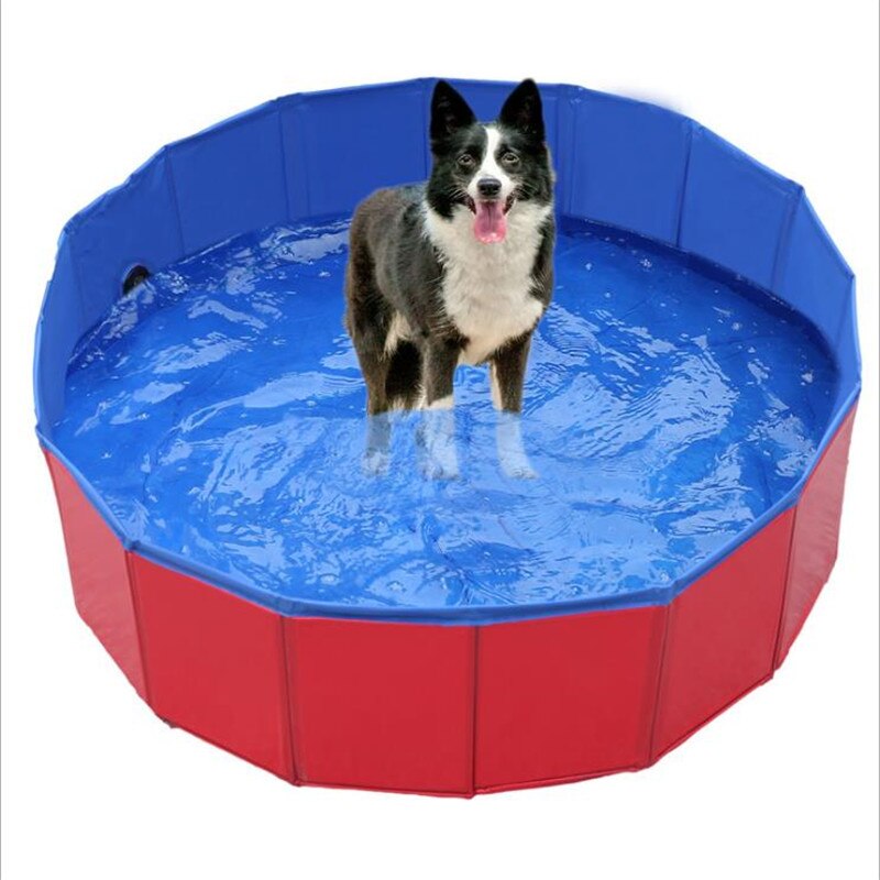 Foldable Dog Pool Pet Bath Swimming Tub Bathtub Outdoor Indoor Collapsible Bathing Pool for Dogs Cats Kids Pool: red / 80x20cm