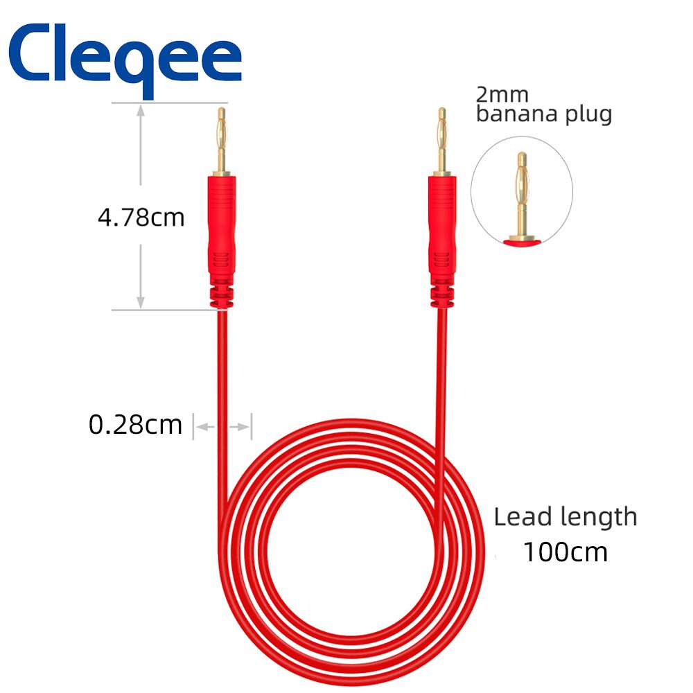 Cleqee P1048 2Mm Banana Plug Test Leads Flexibele Test Kabel Dual Ended Vergulde Banaan Plug Draad Voor Multimeter testen 5Pcs