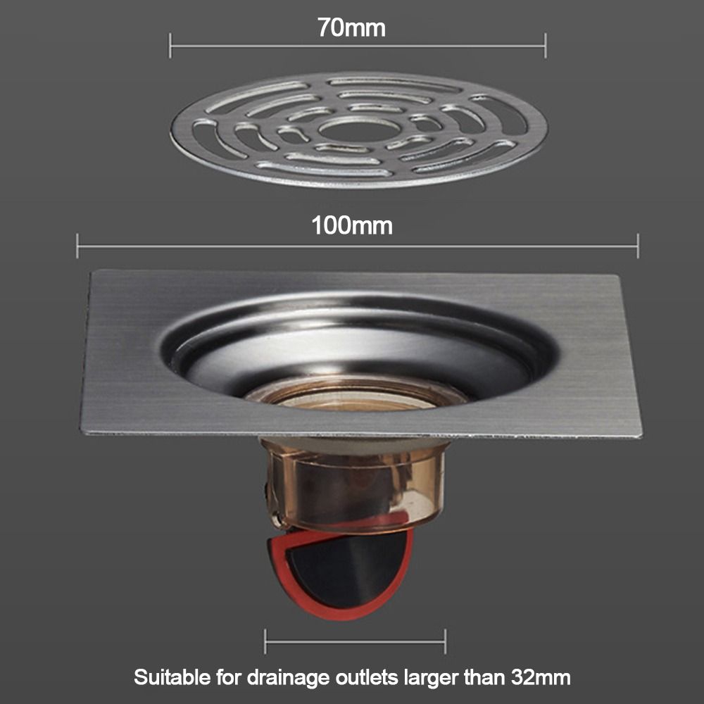 Vierkante Badkamer Afvoerafdichting Stopper Anti Geur Afvoer Afdekking Grote Uitval Insectenpreventie Afvoerfilter