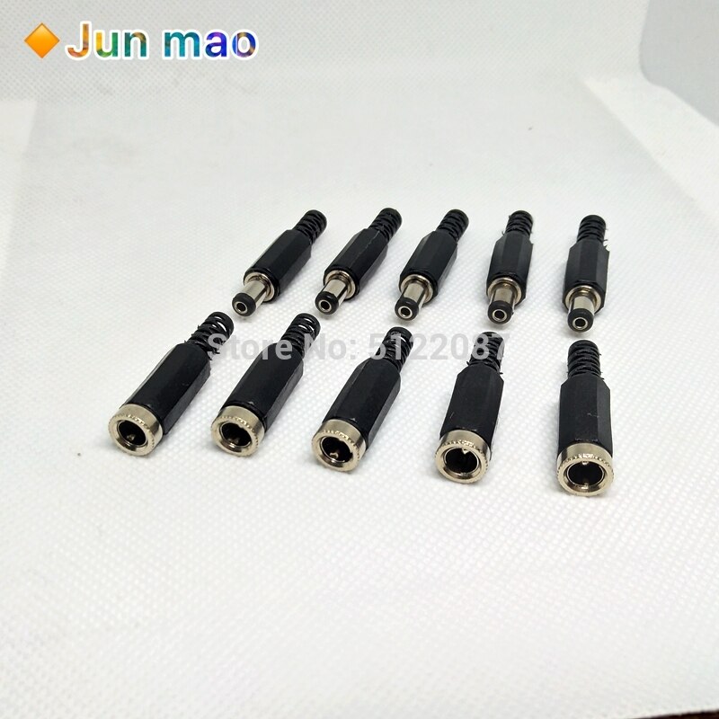 Prises de prise mâle/femelle 10 pièces | Prises de prise DC, adaptateur connecteurs 2.1mm x 5.5mm pour les projets de bricolage, démontage prise mâle femelle