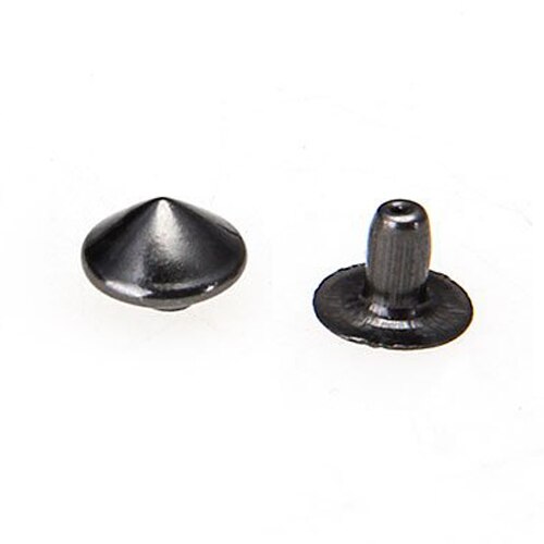 100 Iron Black Conical Rivet Screw Studs 6mm for Jewelry: Default Title