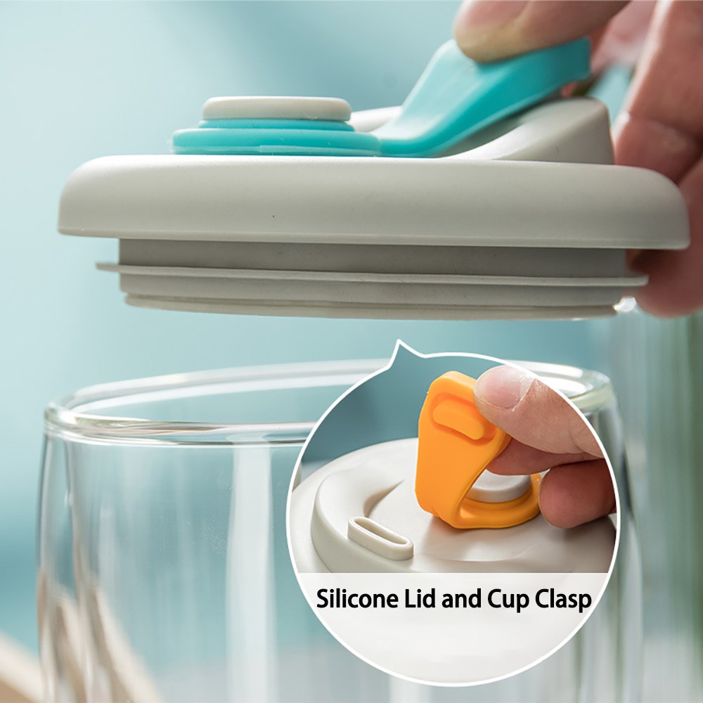 Leuke Draagbare Waterbeker Dubbelwandige Glazen Beker Met Lekvrij Deksel Transparant Geïsoleerde Koffiekopjes Melk Thee Sap Mok Dinkware
