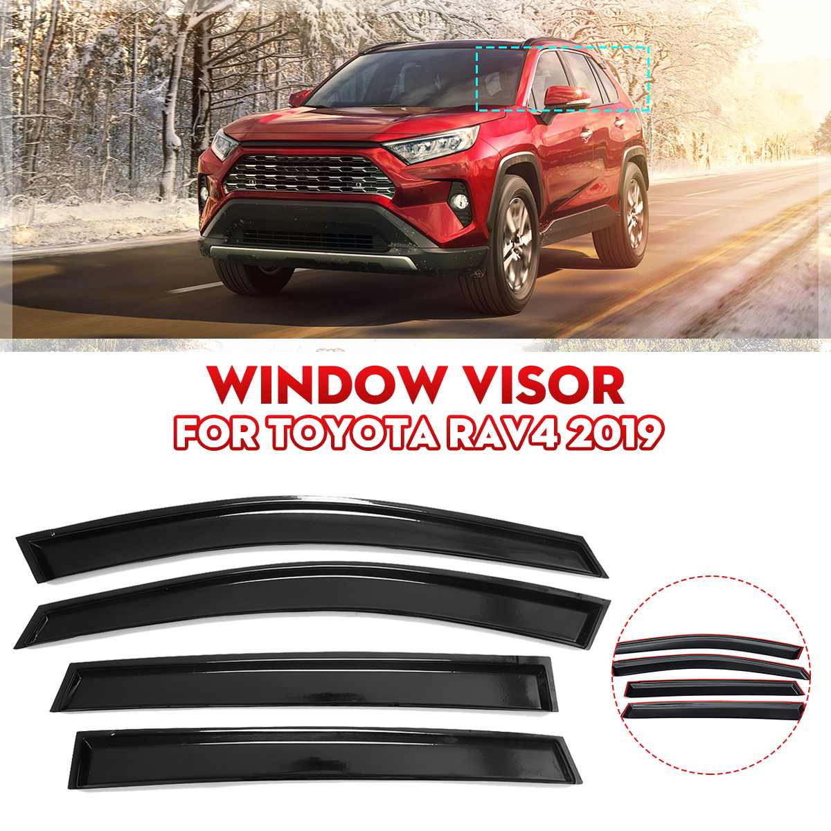 thumbnail image 2 of Smoked Side Window Deflectors For KIA Forte 2019-2022 (4-Piece Set) – Vent Visors To Block Rain & Wind – Easy 3M Tape Install, OEM Style 2 of 11