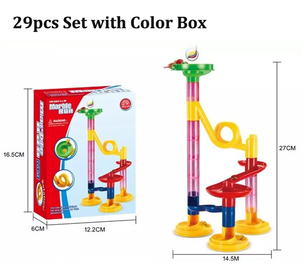 Marble Run Race Track Building Blocks Kids 3D Maze Ball Roll Toy DIY Coaster Set 80/105/109/133pc Christmas: 29pcs Original box