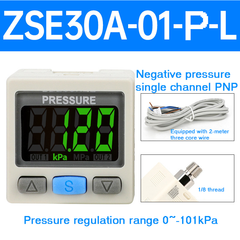 Digitaler Manometerschalter ZSE30AF Vakuum-Unterdruckmanometer ISE Positiver Druck DPSN1 Elektronisch Digital: Blau