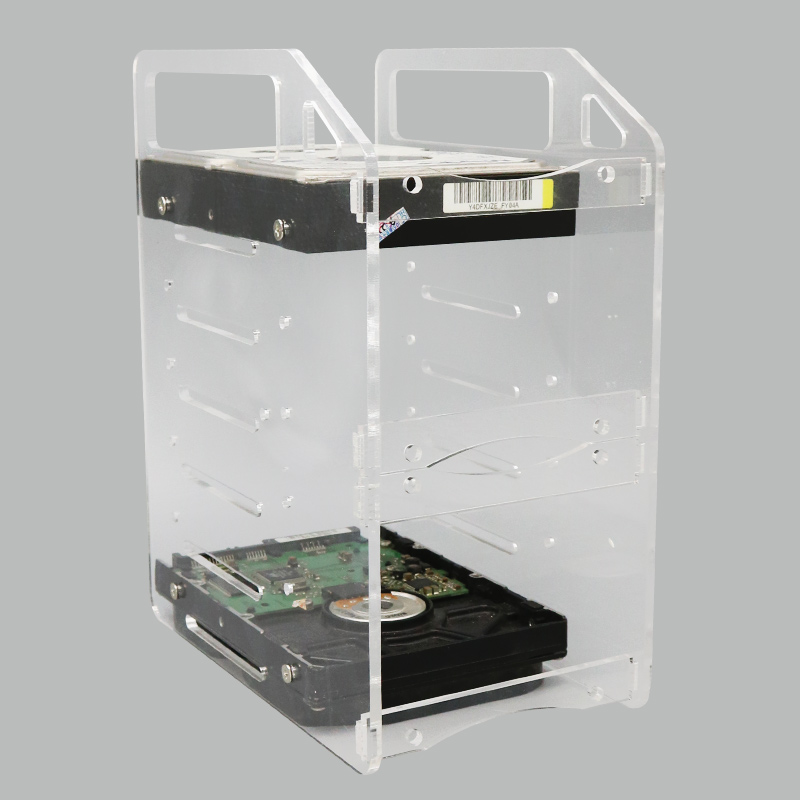 DIY Acrylic Hard Drive Bracket Transparent Hard Disk Shelf Desktop Computer External Storage Box HDD Hard Disk Drives Cage: Red