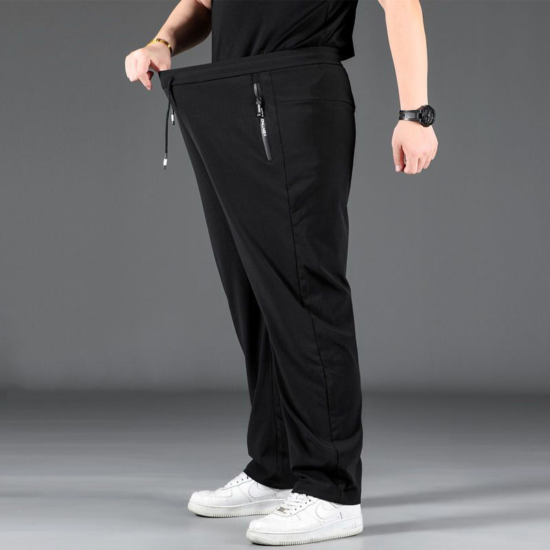 Plus size bomulds casual bukser herre lige løse bukser herretøj elastisk talje cargobukser ren bomuld oversized bukser
