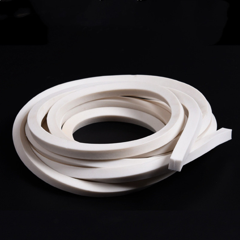 Silicone Rubber Foamed Sponge Strip Square Sealed Gasket Waterproof Bars White 1Meter