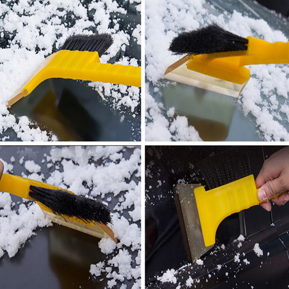 Universele sneeuwkrabber voor auto's, 2 in- in-1 ijskrabber met borstel, duurzaam plastic, wintersneeuwschuiver, borstel voor het verwijderen van sneeuw, reinigingsgereedschap