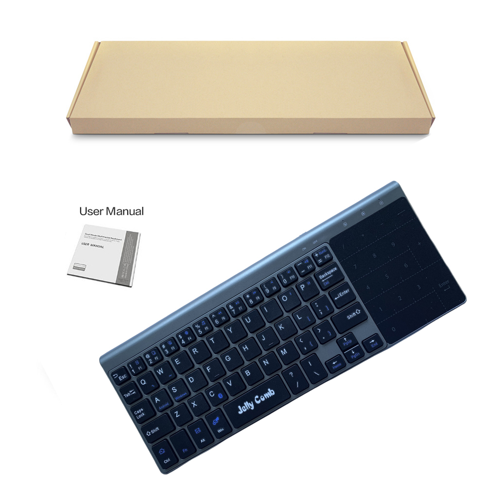 Mini-clavier sans fil, avec pavé tactile numérique, pour ordinateur portable, Smart TV, YR, USB, fin, espagnol, russe