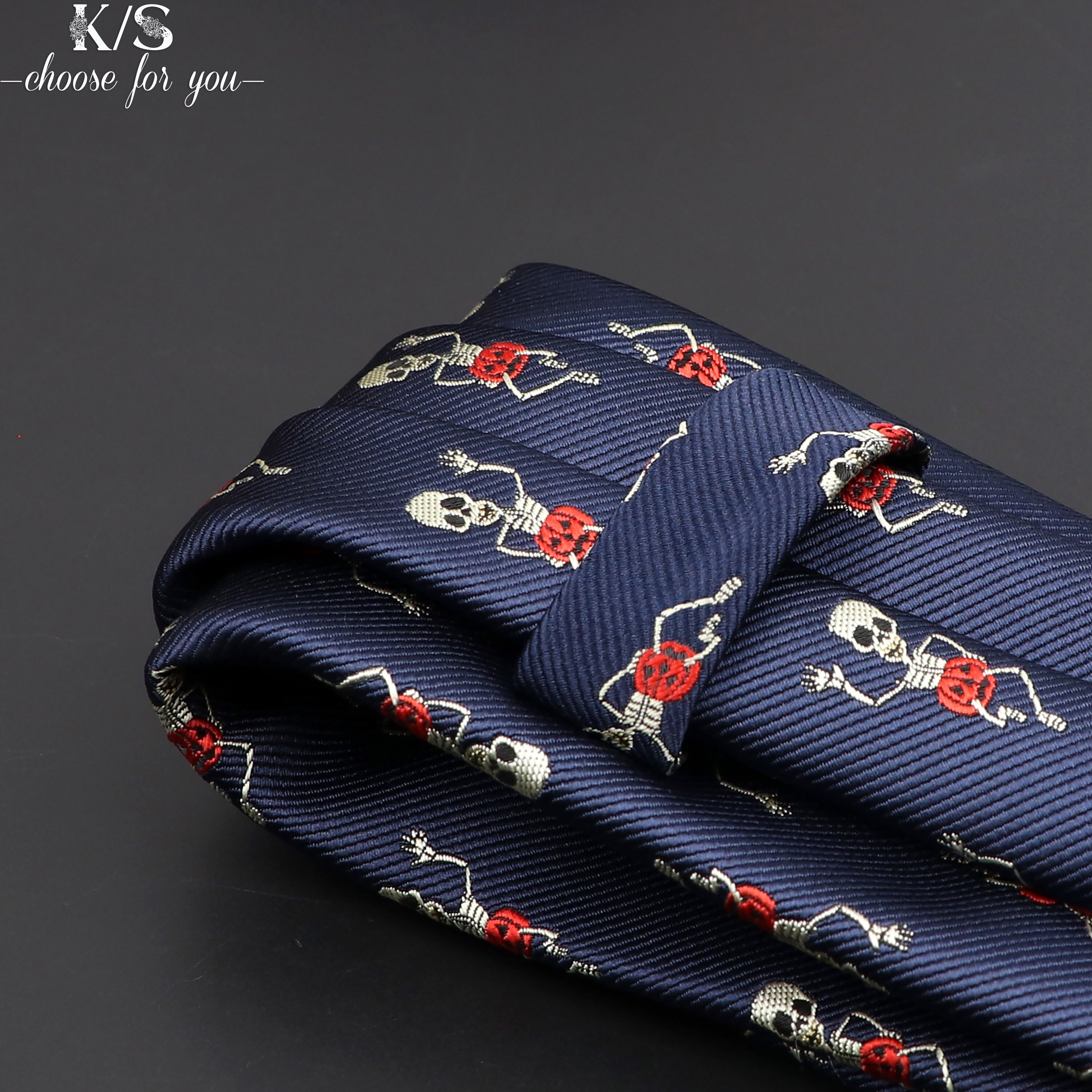 décontracté crâne cravates pour hommes classique mince 8cm Polyester cravates homme cravate pour hommes mariage marié cravate d'affaires
