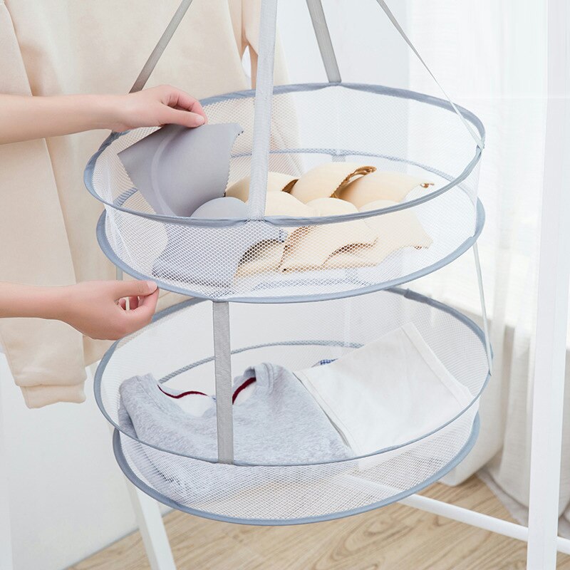 Accueil vêtements stockage panier séchoir étendoir pliant vêtements suspendus panier à linge sèche-linge pull Anti-déformation séchage Net