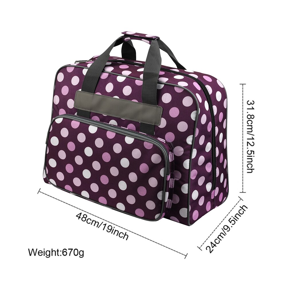Portable Dots Print Sewing Machine Bags Woolen Yarn Crochet Kit Storage Bag Multi-functional Sewing Machine Sack: Purple