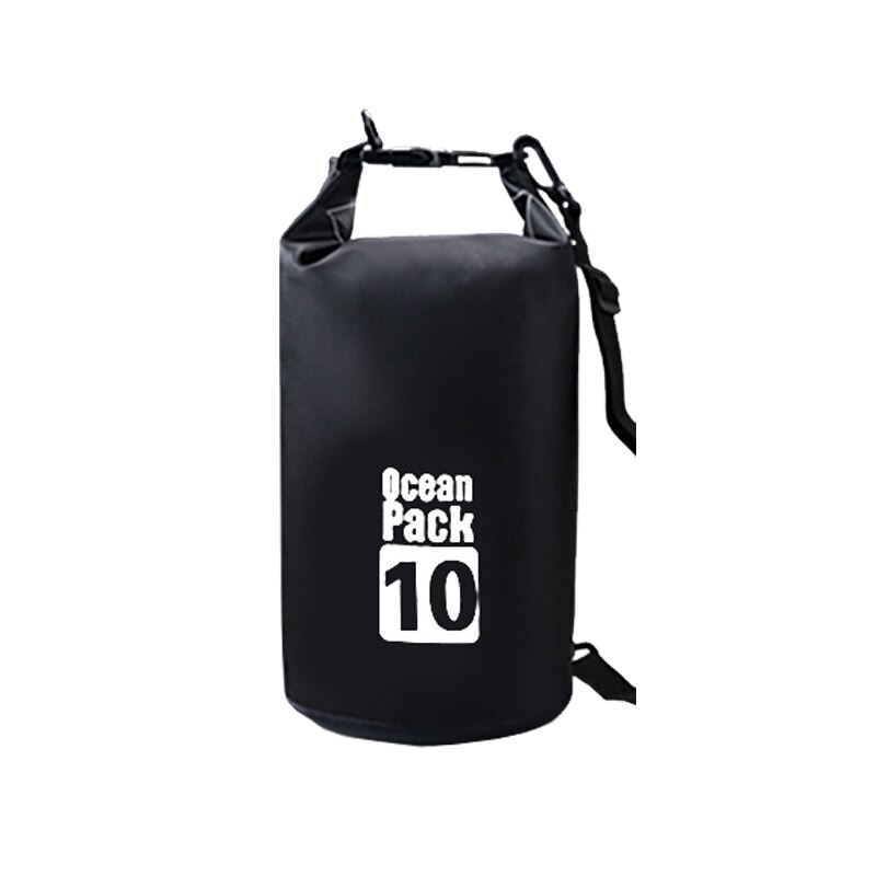 10l udendørs vandtæt taske camping trekking tør uigennemtrængelig rygsæk svømning strandcykel tilbehør havpakke vandafvisende: Sort