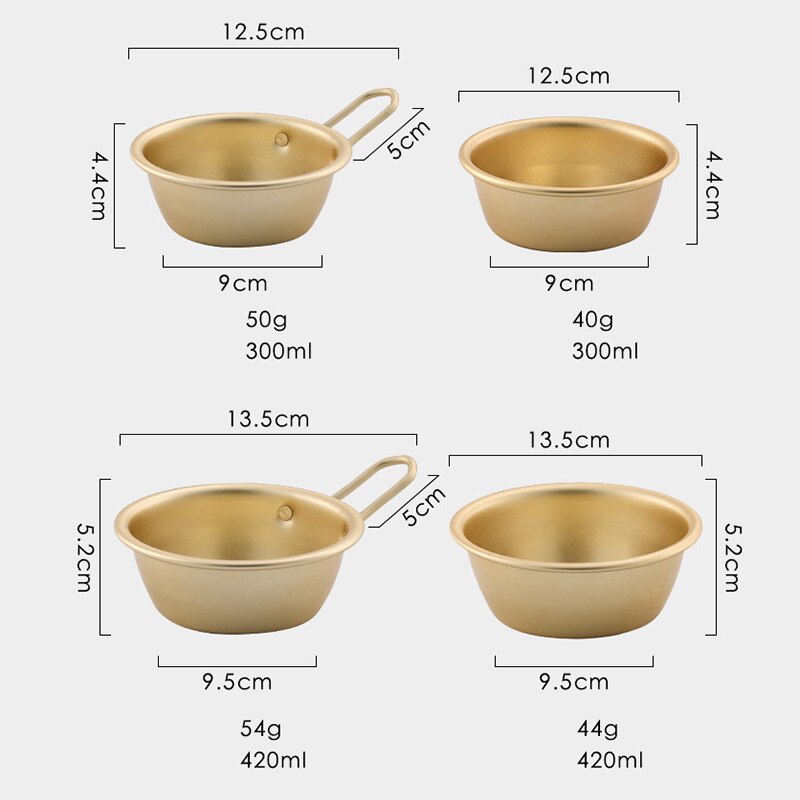 Bol à riz rond traditionnel coréen en aluminium, couleur or, tasse à vin avec poignée pour Makgeolli, 1 pièce