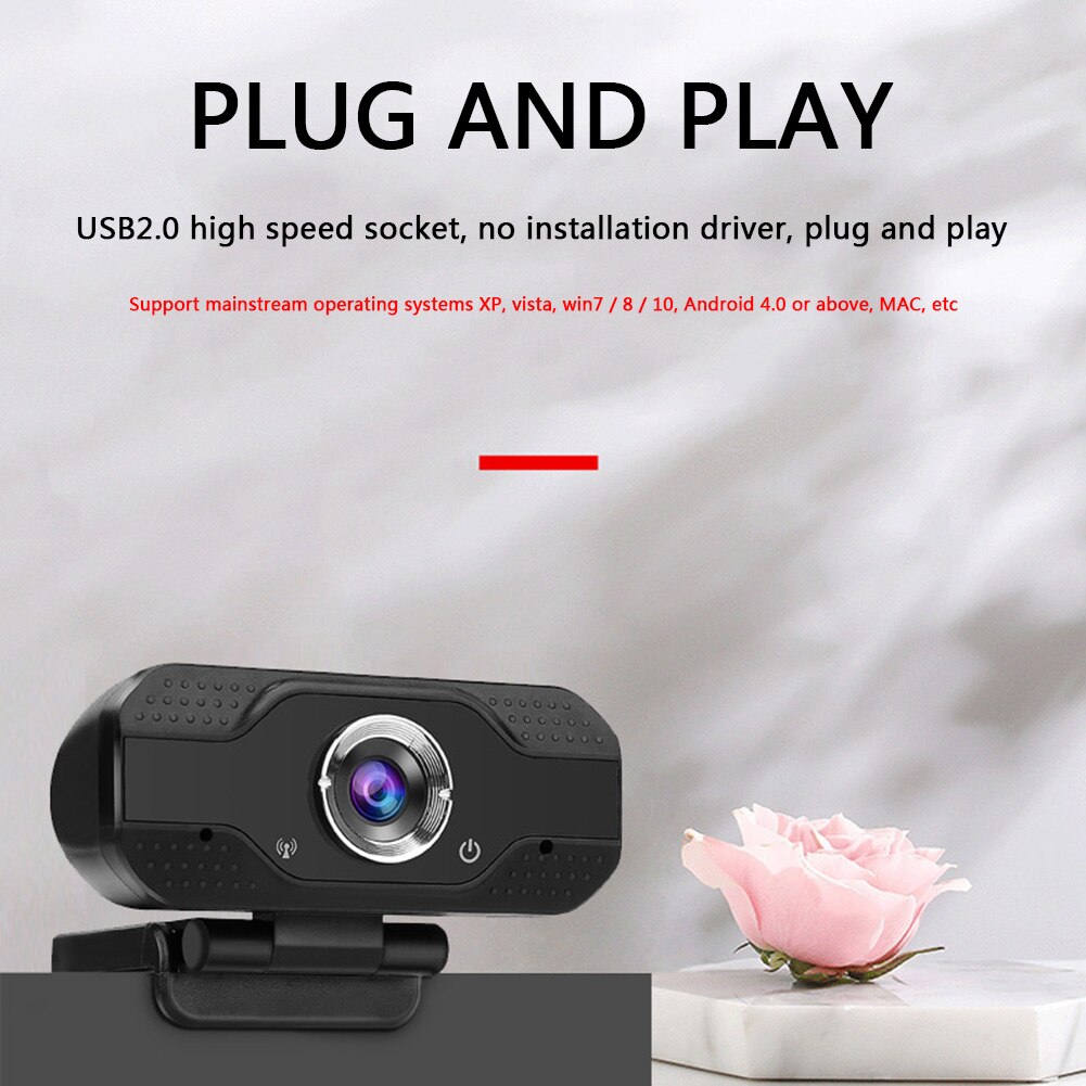 USB Wencam 2MP 1080P HD Computer PC USB 2.0 Webcam Live Online Conference Teaching Portable Web Camera with Microphone