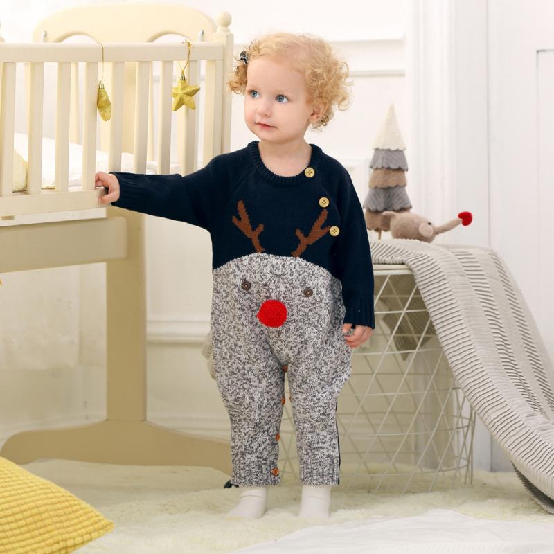 Jongens En Meisje Gebreide Cartoon Fawn Baby Romper Kerst Baby Kleding Peuter Meisje Trui Warme Dikke Baby Trui Overhemd Trui