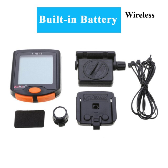 Bogeer-ordenador YT-813 para bicicleta, ciclocomputador inalámbrico con cable, velocímetro para motocicleta y bicicleta eléctrica, odómetro Digital LCD resistente al agua: Wireless Odometer B