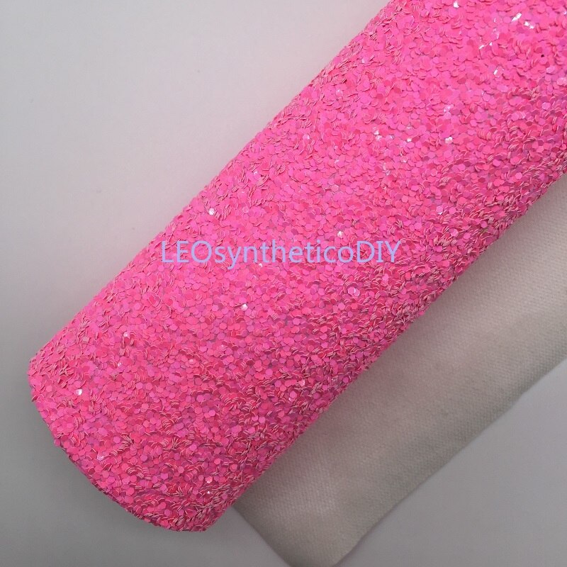 1 Pc 21X29CM Neon Chunky Glitter, Roze Glitter Lederen Lakens Voor Maken Bows Leosyntheticodiy T368B: Default Title