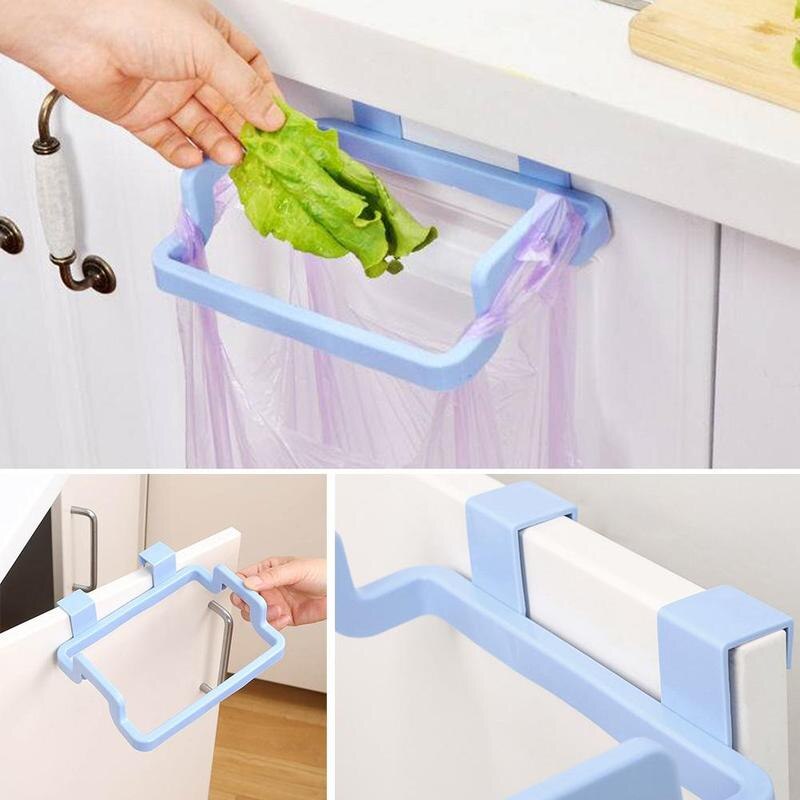 Foldable Hanging Trash Rubbish Bag Holder Garbage Bag Rack Cupboard Cabinet Storage Hanger For Trash Can Kitchen Garbage Bags