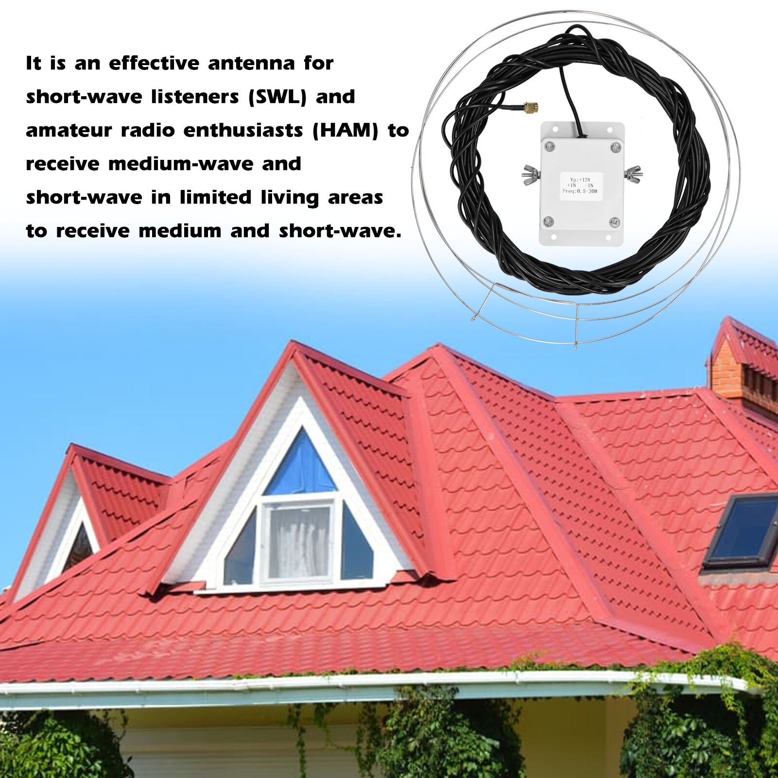 MLA-30+ (plus) Loop Antenna Active Receive Antennas Low Noise Medium Short Waves Antenna with 0.5-30 MHz Frequency