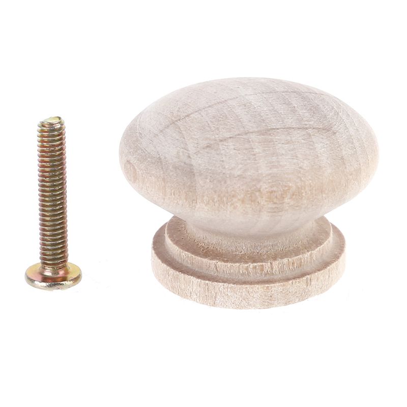 20PCS Natural Wood Cabinet Drawer Pull Handles with Screws Wardrobe Door Knobs