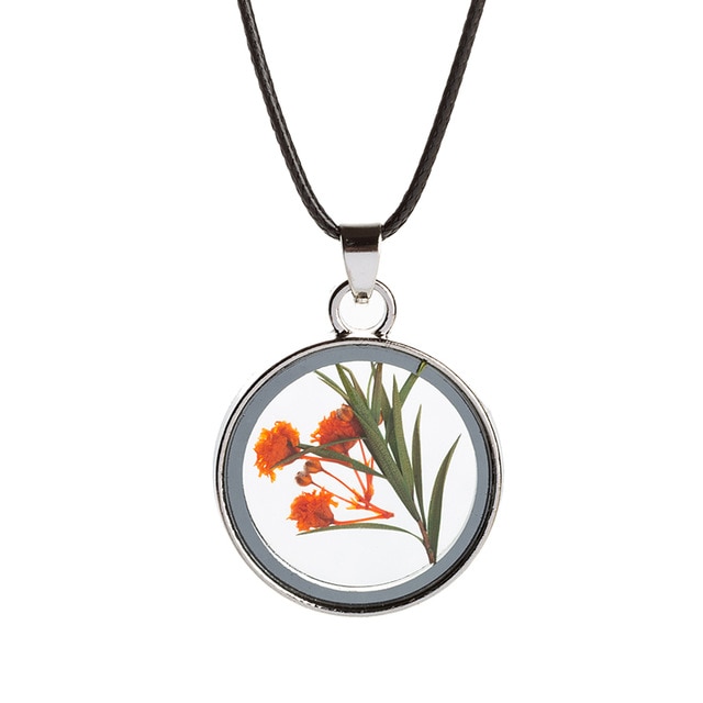 Real Natural Dried Flower Necklace Round Glass Pendant Necklace For Women Jewelry Mother's Day: Color5