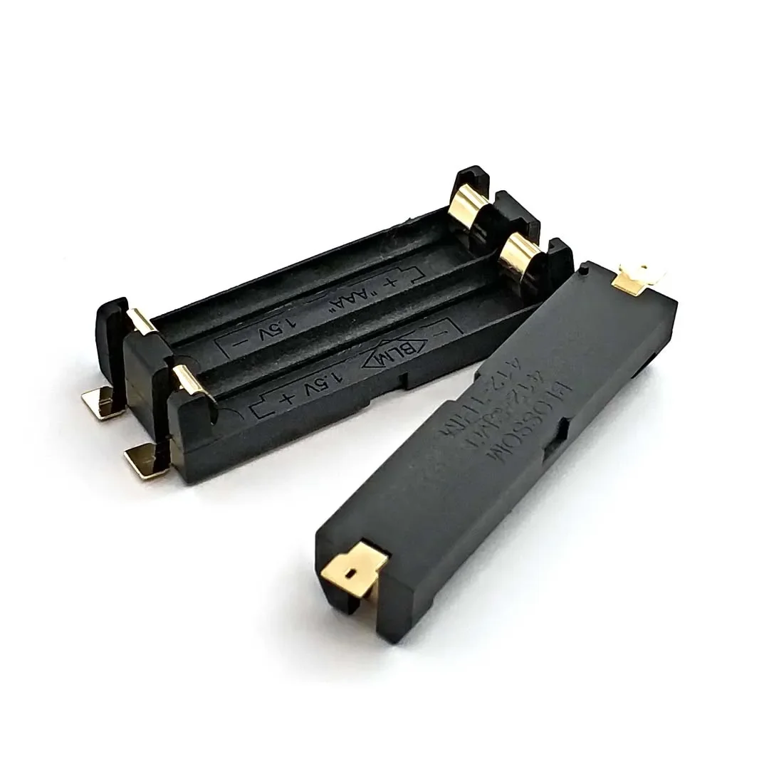 Alta qualidade 1/2 slot aaa suporte de bateria smd smt caixa de bateria com pinos de bronze diy caixa de mola de bateria de lítio