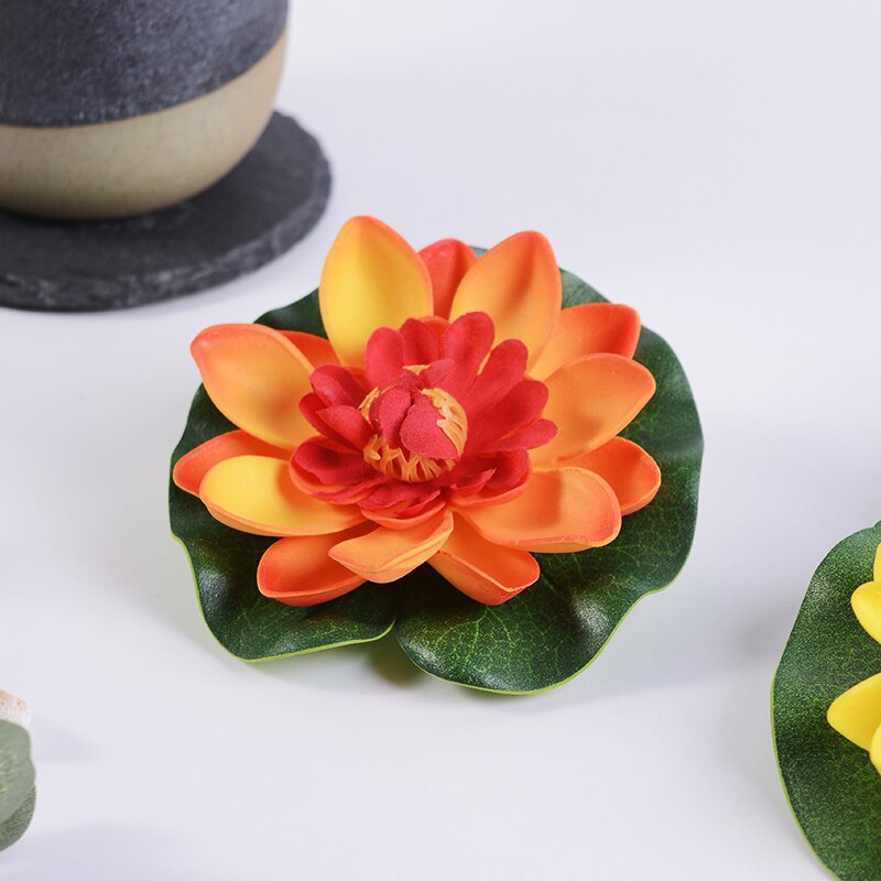 Lotus artificiel en mousse tactile, plantes de piscine flottante, lys blanc, pour jardin de mariage, décoration EVA, 10 Cm, 1 pièce: Orange