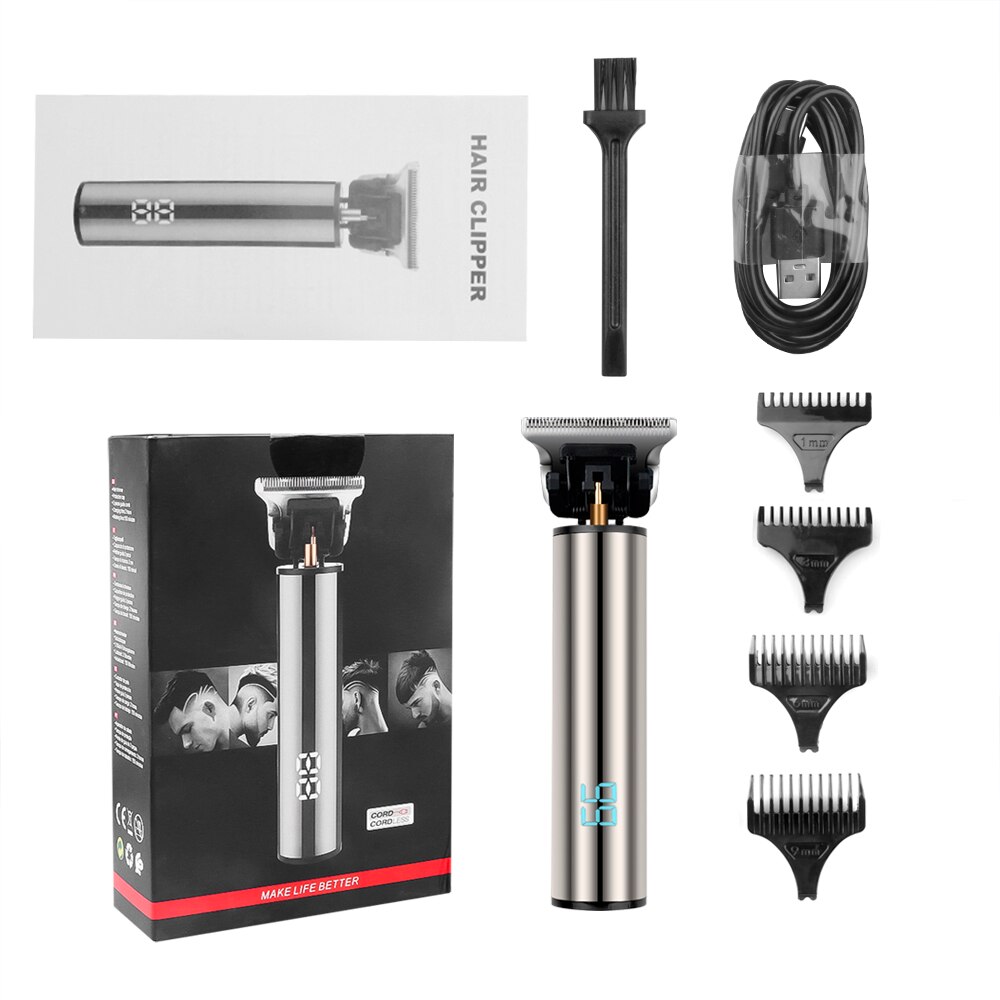 T9 métal électrique tondeuse à cheveux 10W LCD affichage tondeuse à cheveux Portable sans fil tondeuses à cheveux USB rasoir pour homme cheveux Style outil: LCD