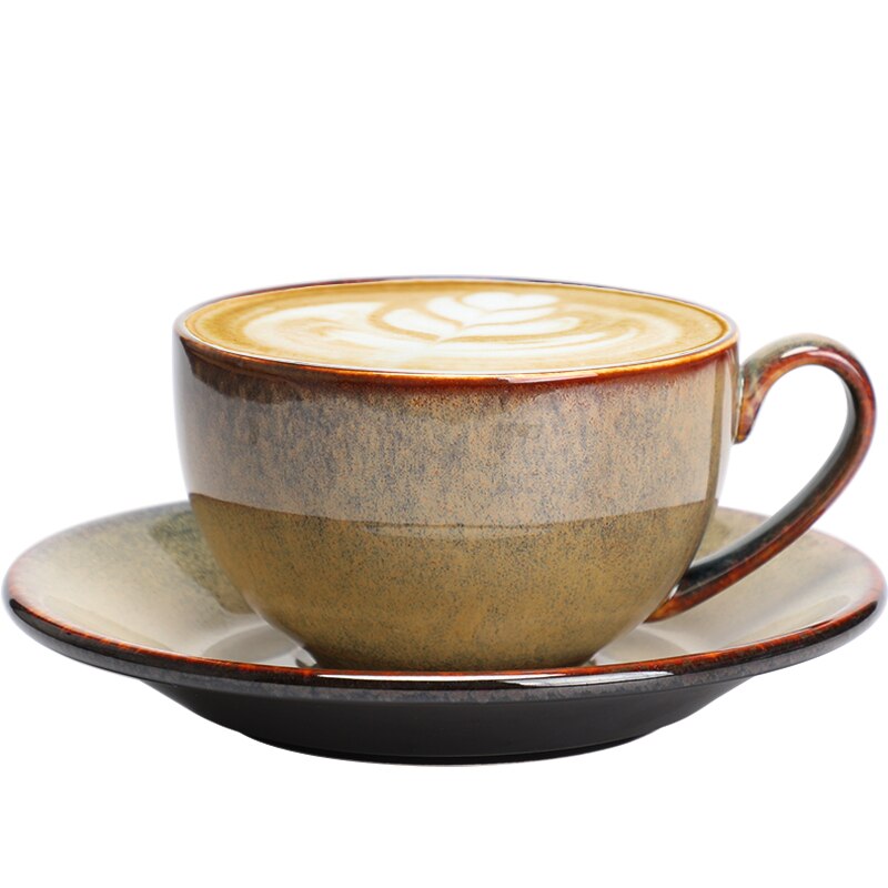 European Style Glaze Starry Sky Ceramic Coffee Cup Cappuccino Latte Fancy Coffee Garland Cup and Saucer Set