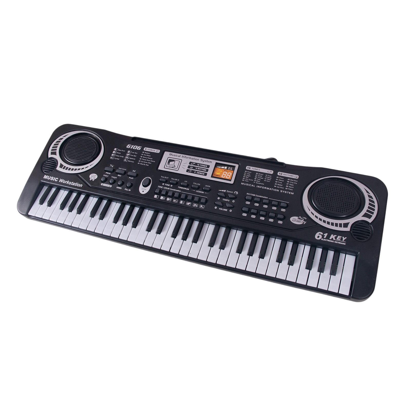 Schwarze elektronische Tastatur, 61 Tasten, schwarze digitale Musik, elektronische Tastatur, elektrisches Klavier, freundlicher-Musikinstrument
