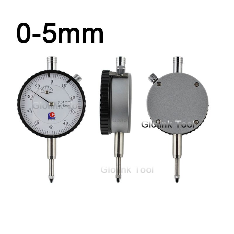 GUANGLU Dial Indicator 0-3mm 0-5mm 0-10/0.01mm Shock-Proof Dial Test Gauge with Lug Back Precision Micrometer Measuring Tool: Red