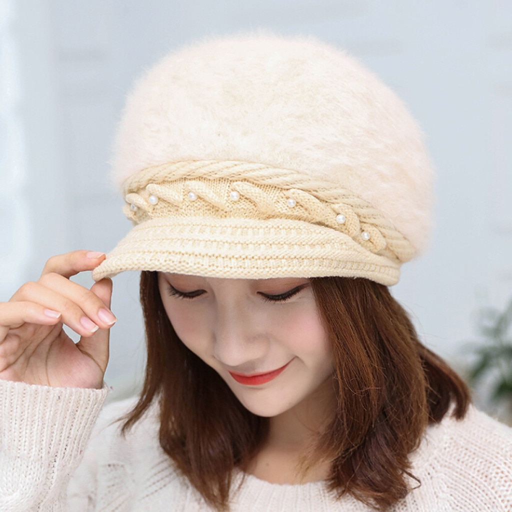 Women Beret Beanie Double Thickening Wool Felt Girls Beret Hat Keep Warm Winter Outdoor Soft Solid Color Beret Hats