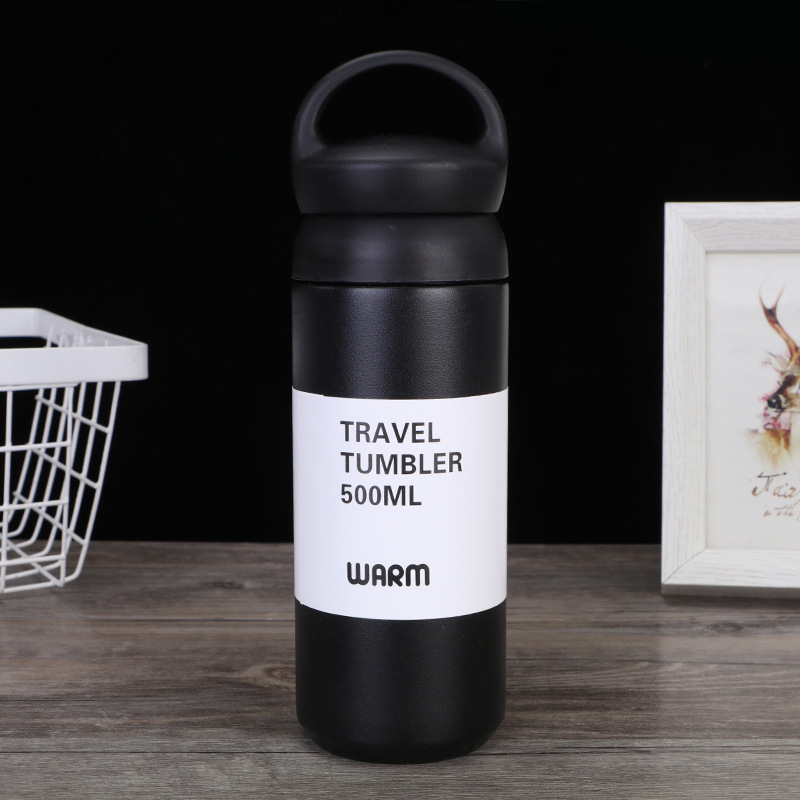 Reizen Tumbler Thermos Mok 350/500ML Roestvrij Staal Dubbelwandige Thee Koffie Thermoskan: Dark Gray / 401-500ml